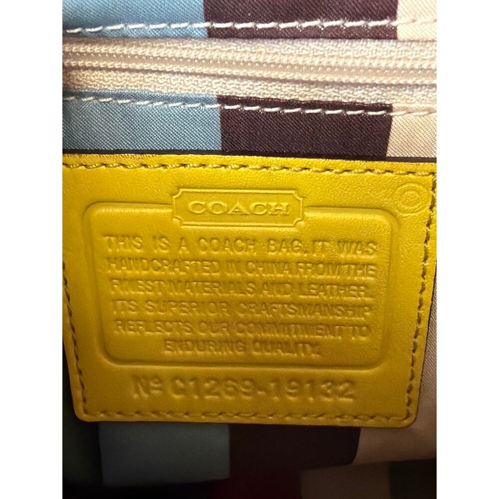 NWT Coach Yellow Leather Crossbody Bag Front Clasp Tassels Silver Hardware Purse - Picture 12 of 13
